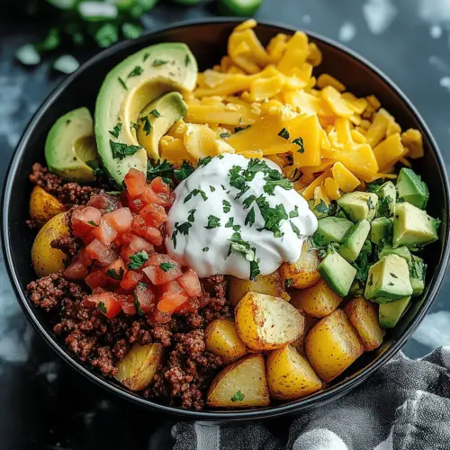 Ground Beef and Potato Taco Bowl