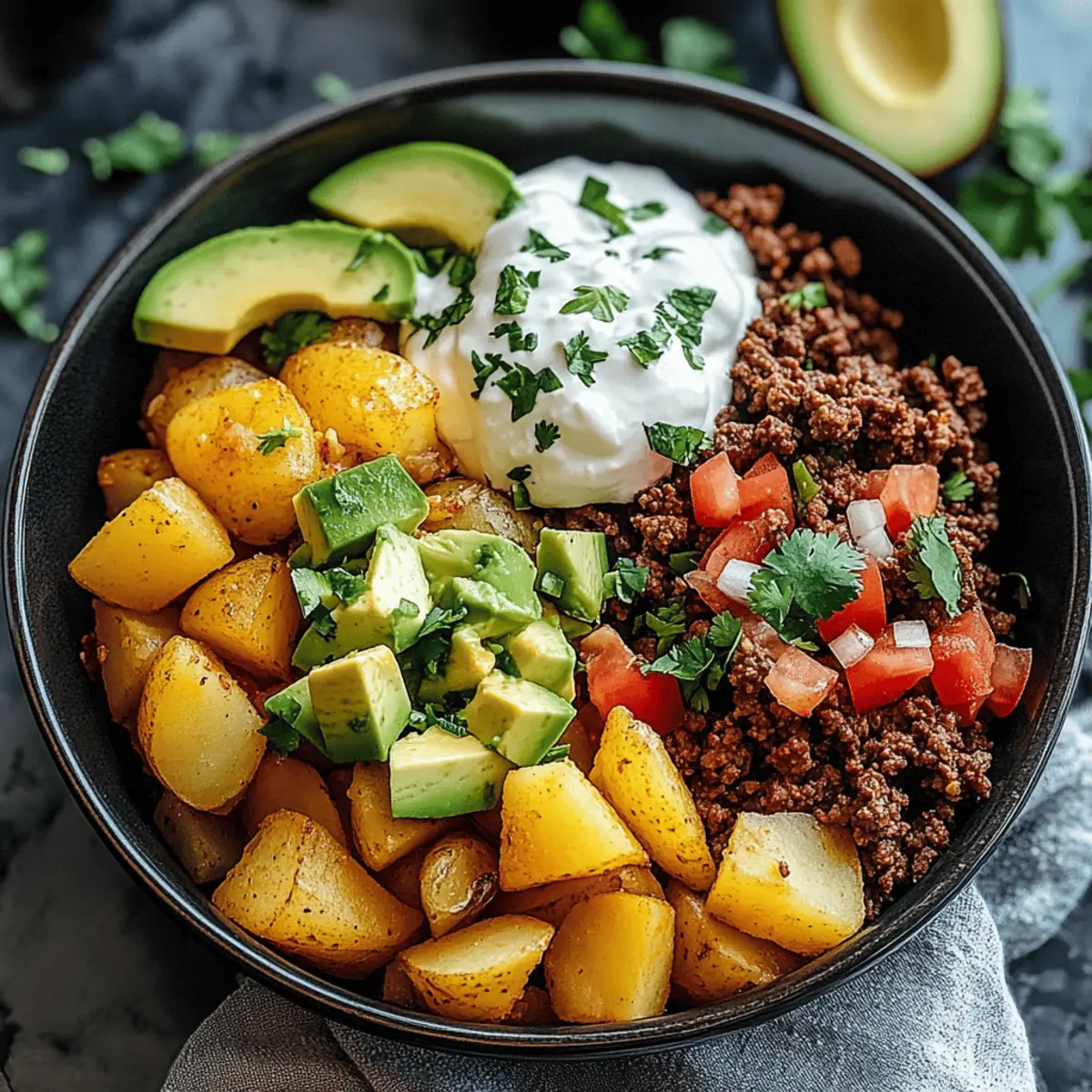Ground Beef and Potato Taco Bowl
