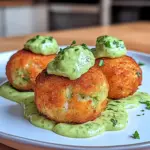 Salmon Balls with Creamy Avocado Sauce