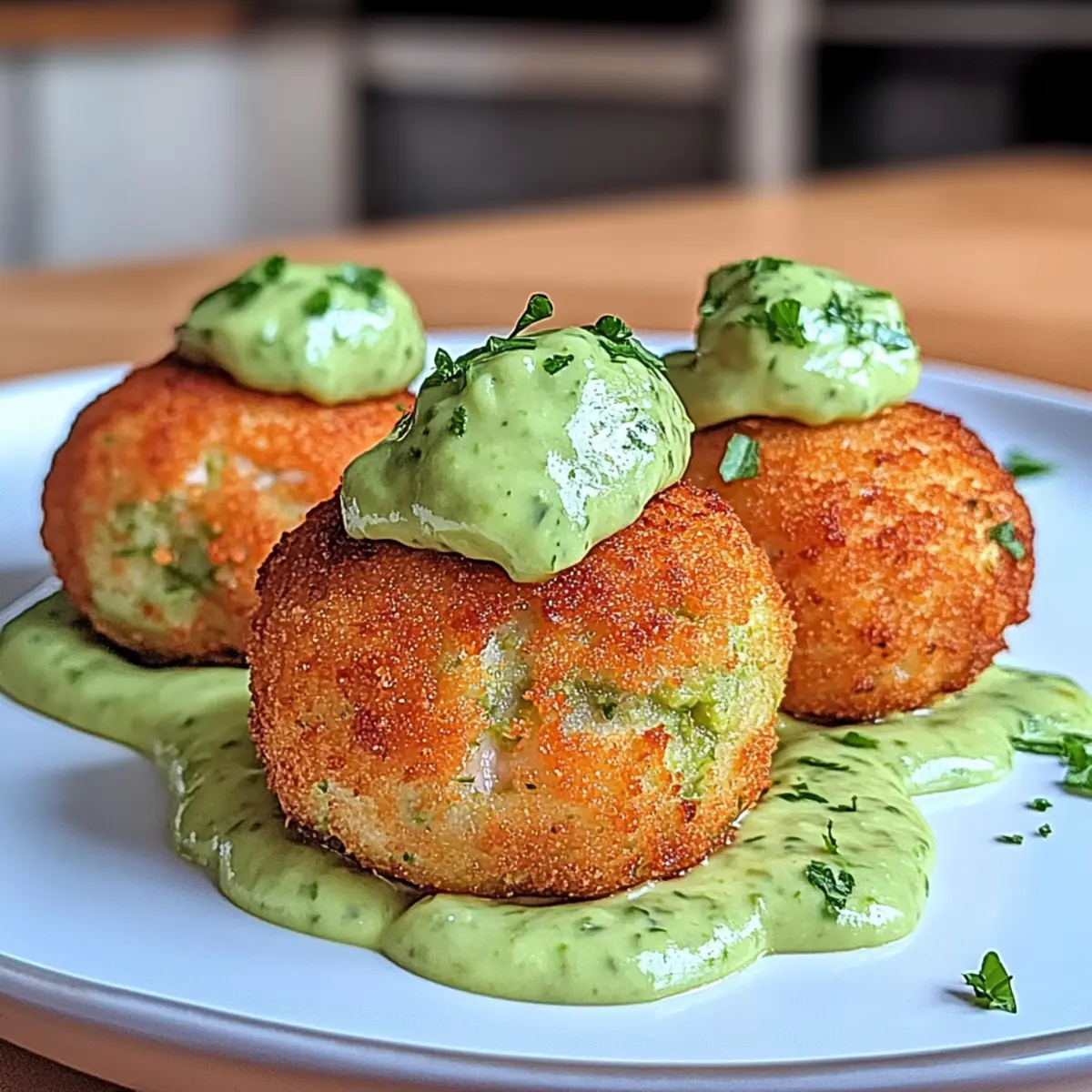 Salmon Balls with Creamy Avocado Sauce