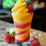 Pineapple Strawberry Swirled Slushies