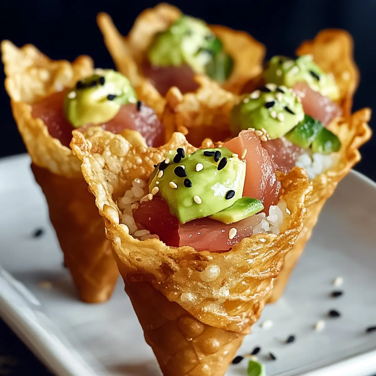 Creative Sushi Wonton Cones