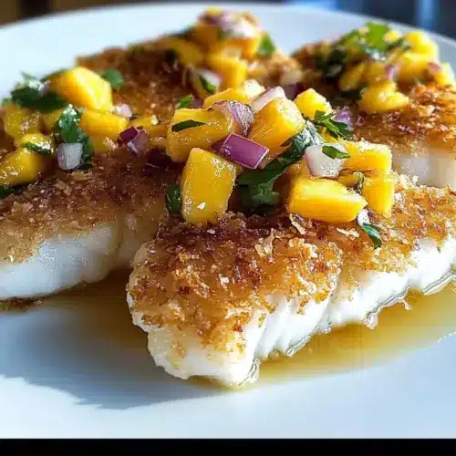 Coconut Crusted Fish with Mango