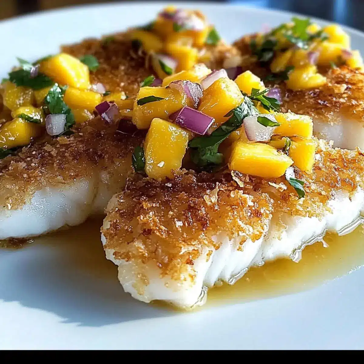 Coconut Crusted Fish with Mango