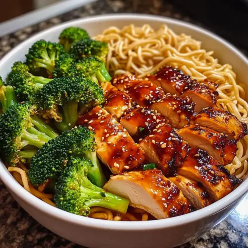 Spicy Garlic Chicken and Broccoli Noodle Bowls