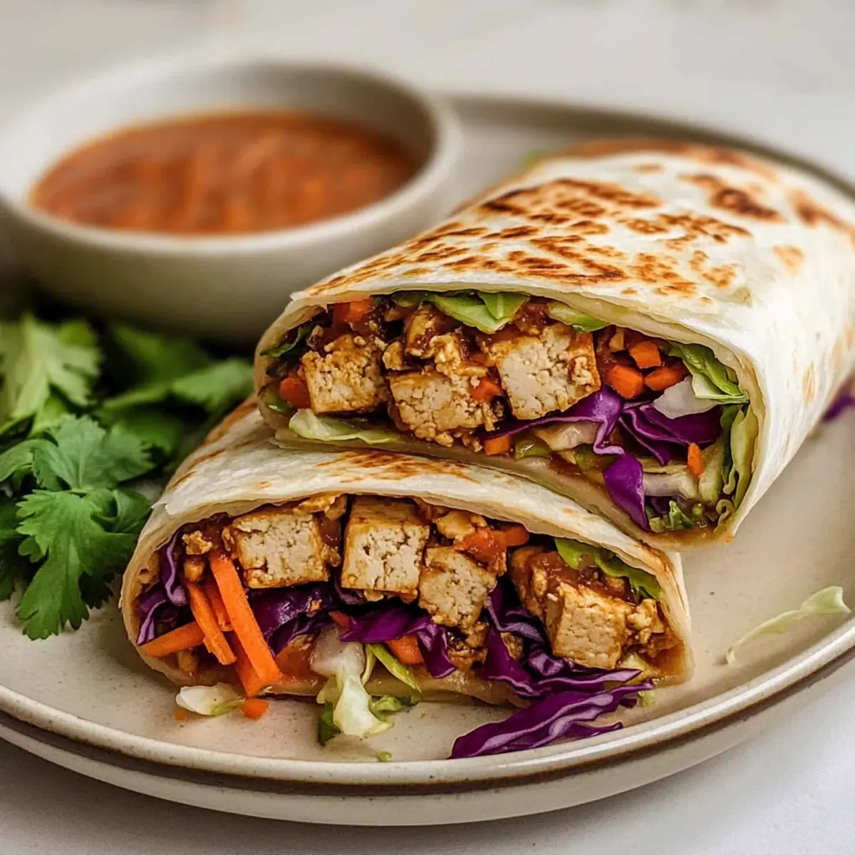 Maple Hoisin Shredded Tofu Wraps