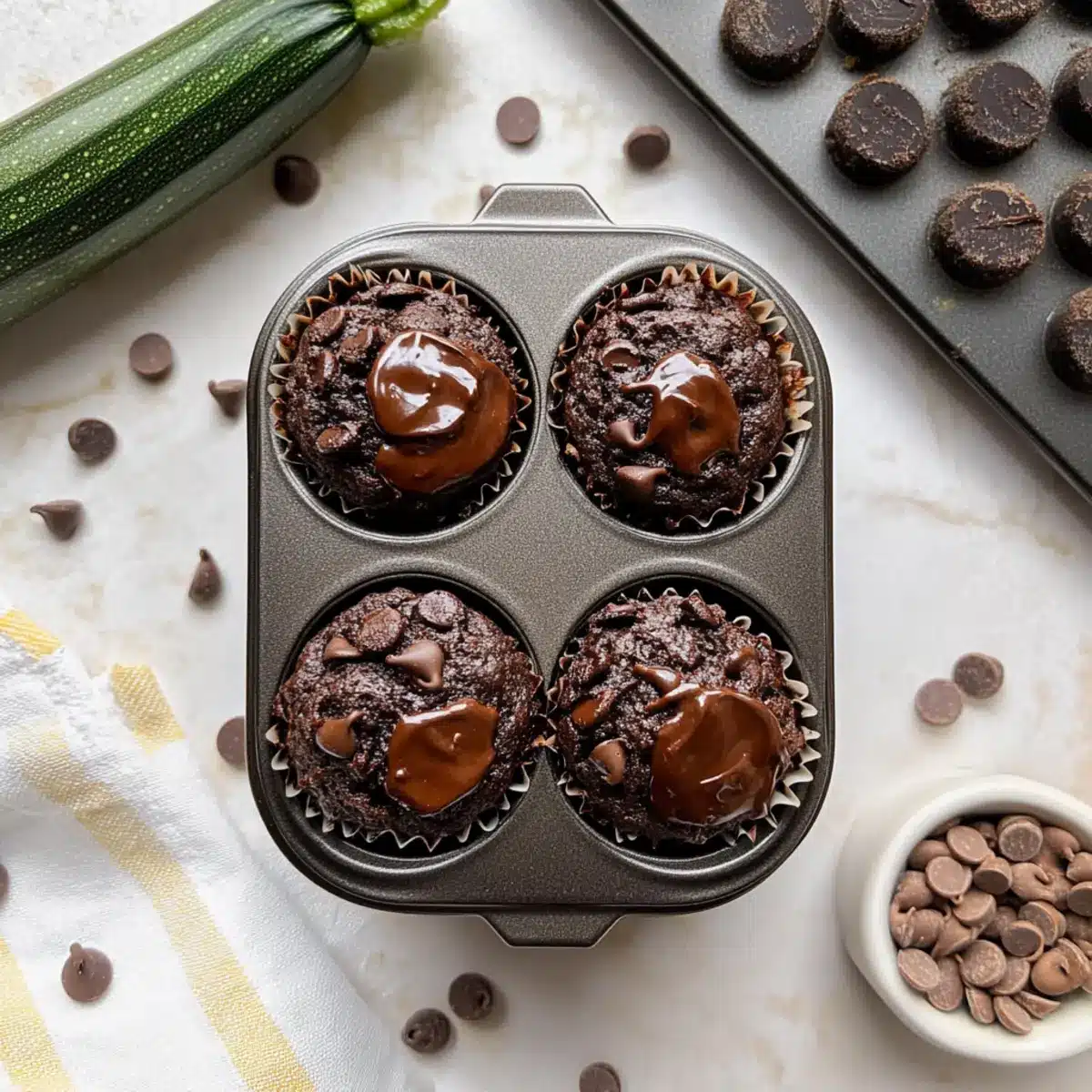 Healthy & Moist Chocolate Zucchini Muffins