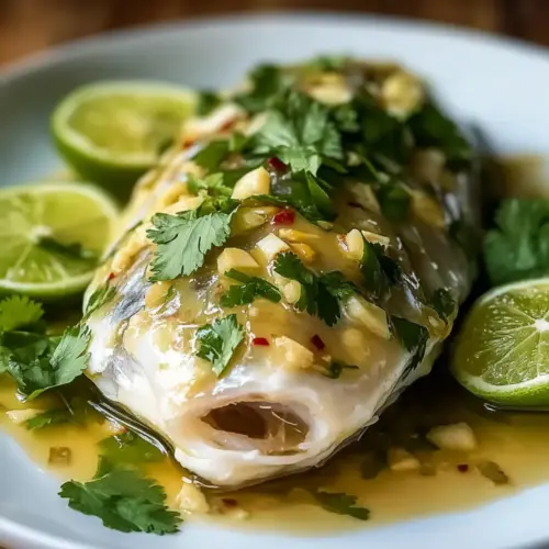 Thai Lime-Garlic Steamed Fish with Coconut Lemongrass Sauce